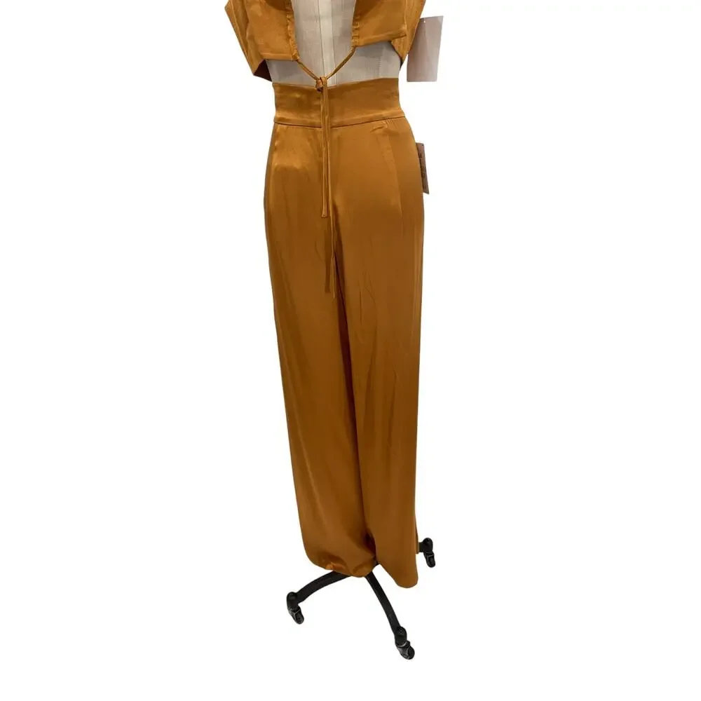 Shona Joy Alma Tuxedo Trouser Crop Top Matching Set Wide Leg Turmeric US 8 NWT